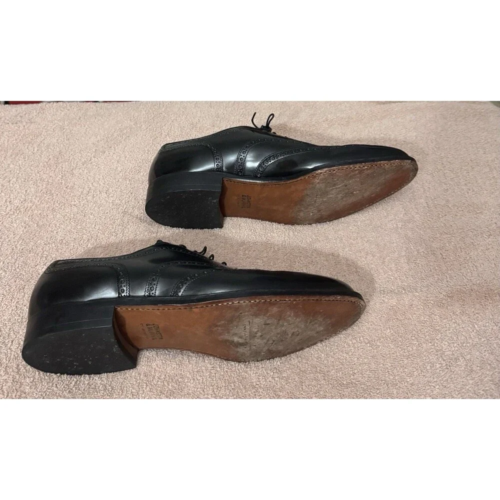 Johnston & Murphy Upton Wingtip Oxfords Dress Shoes Mens 12M Black Leather